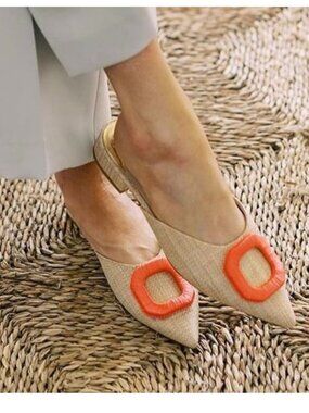 Jennifer Sumko x Antonio Melani Pointed Toe Raffia Mules Vacation Summer 6.5